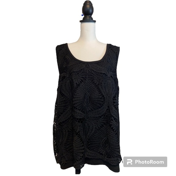 Lane Bryant Black Crochet Lace Tank Size 18/20 - Picture 2 of 10